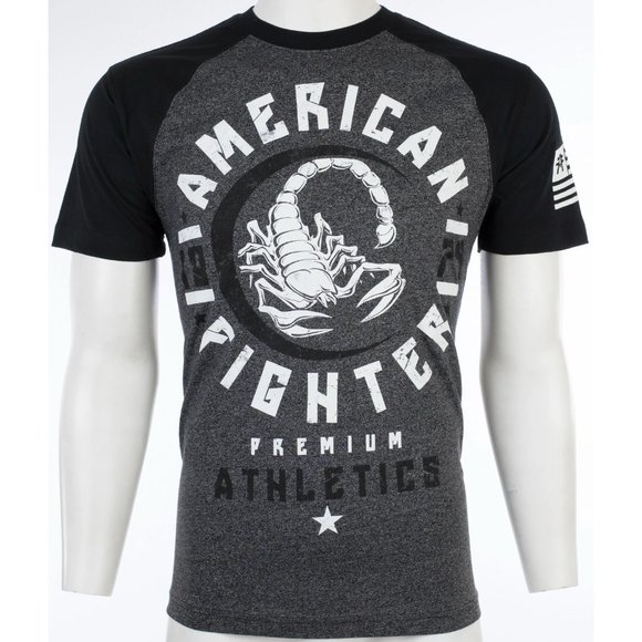 American Fighter Mens T-Shirt MICHIGAN Athletic BLACK GREY Biker MMA - Picture 3 of 7